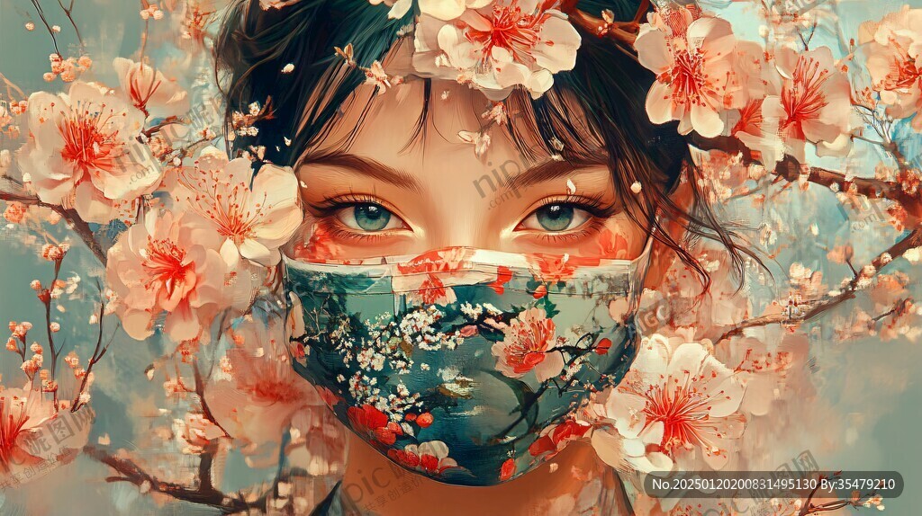 戴口罩的少女