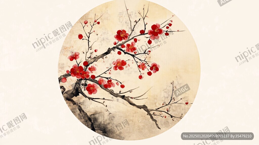 古典古風(fēng)復(fù)古梅花圖