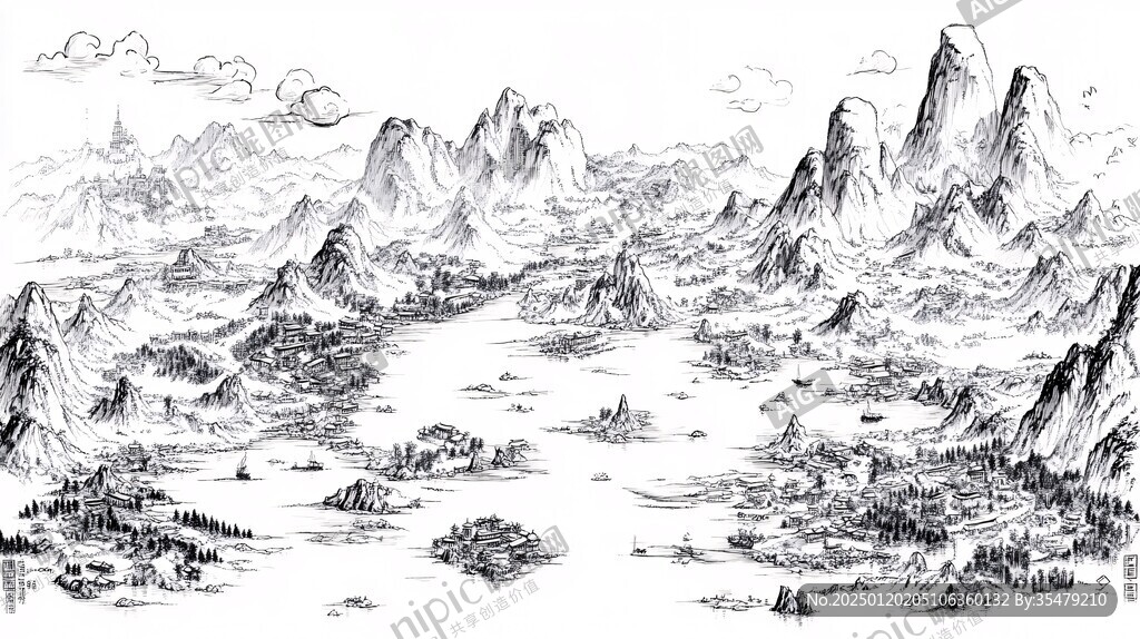 手繪山水系列稿