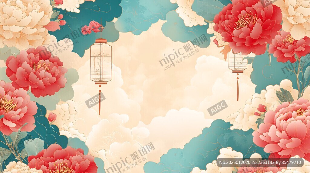 新中式牡丹花
