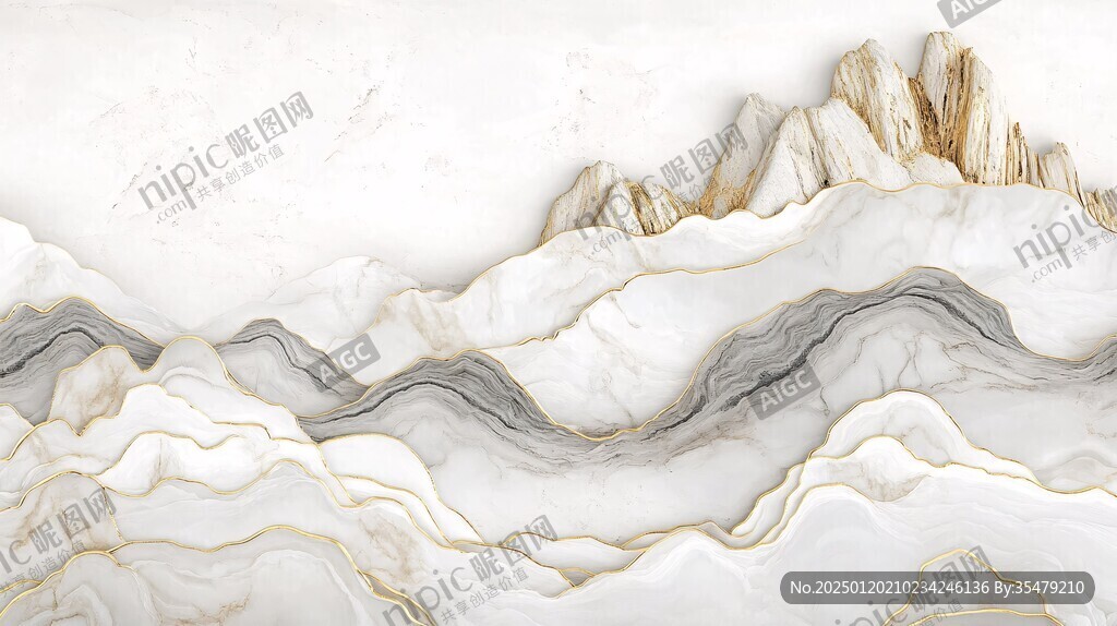 新中式大理石山水畫