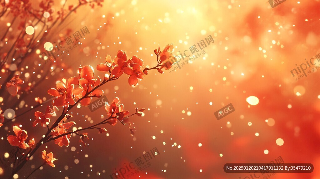 雪地紅葉桌面背景