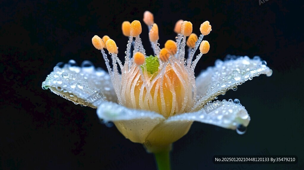 雨中金絲桃花