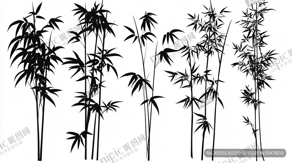 水墨手繪竹