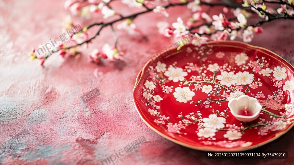 陶瓷上的梅花