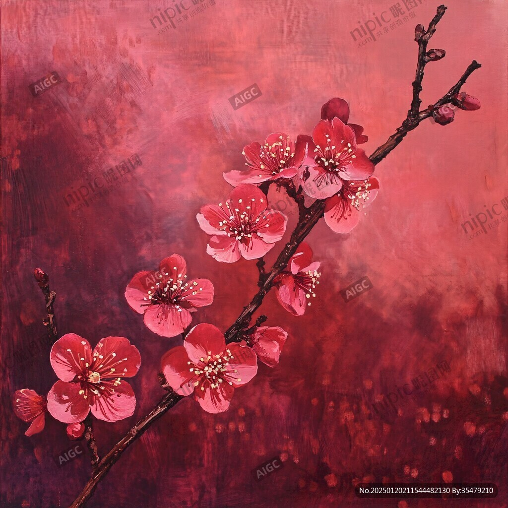 油畫梅花