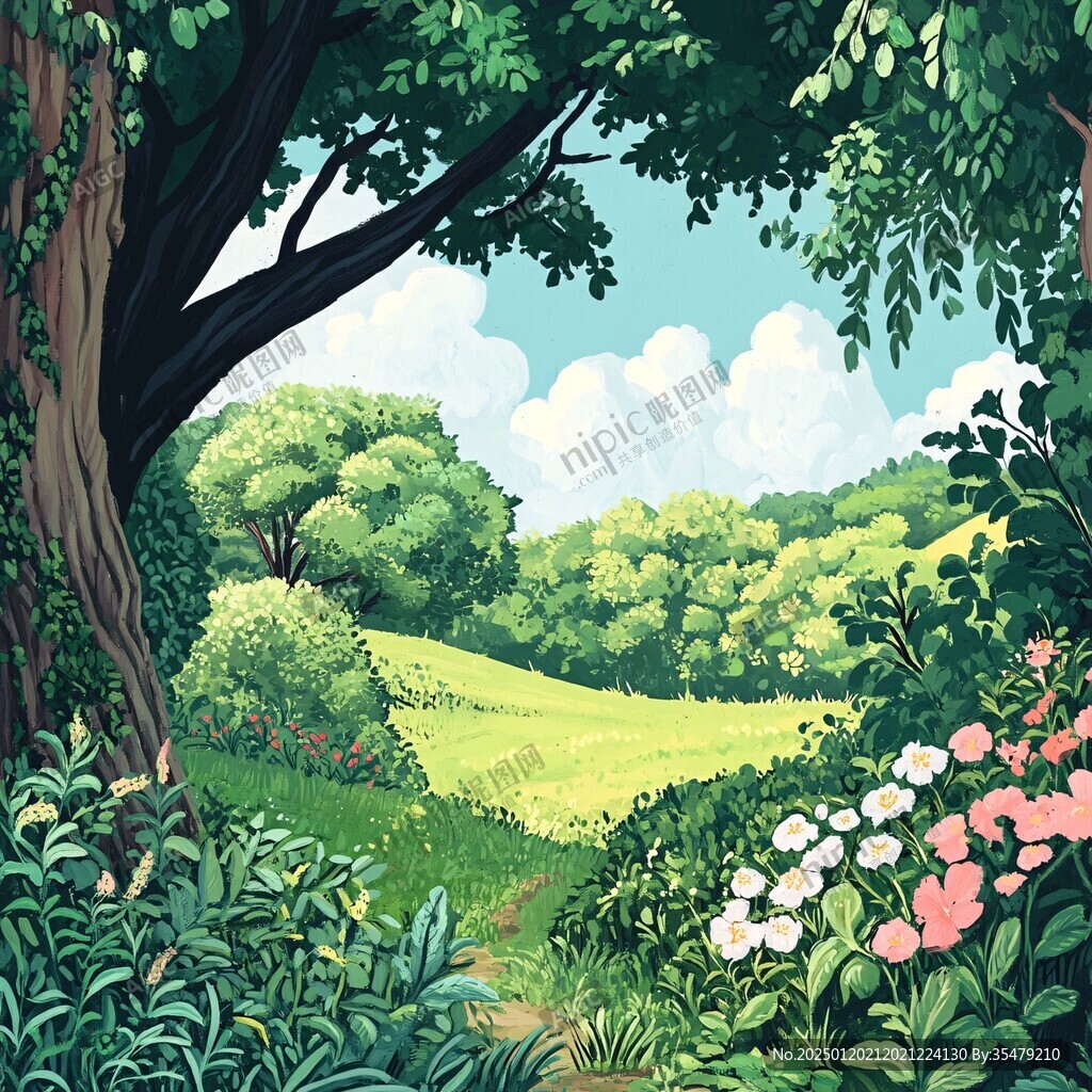 春天森林插畫