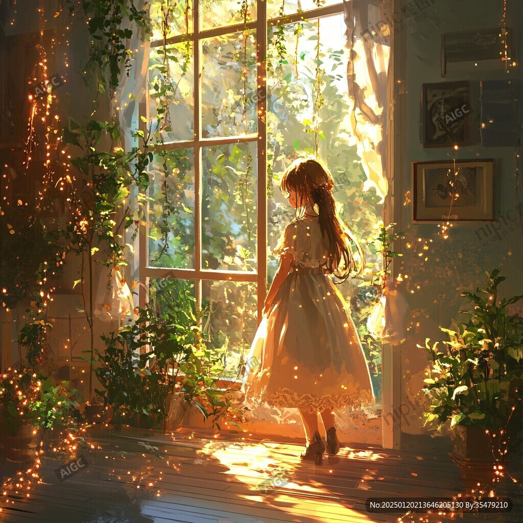 唯美意境少女插畫