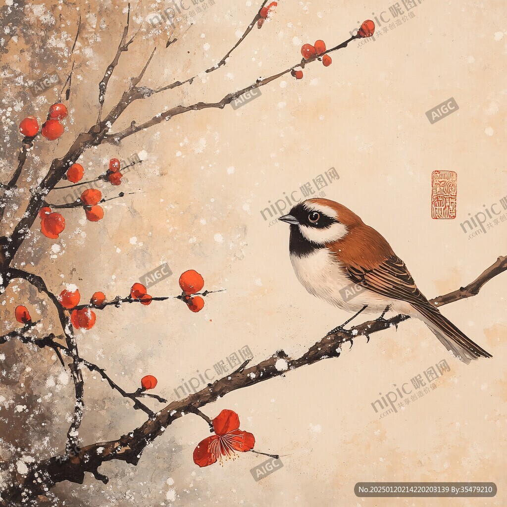 寫意小寒插畫