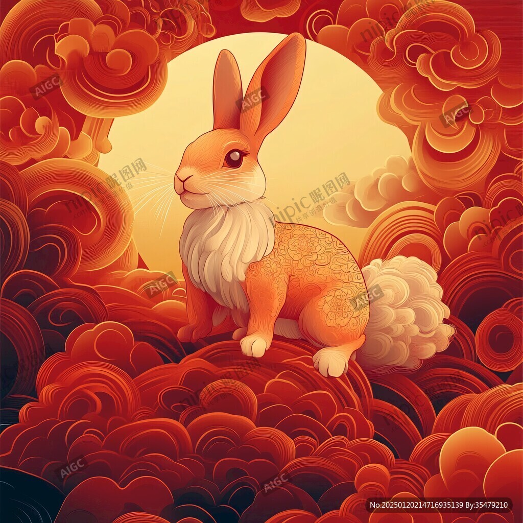 兔年中式插畫