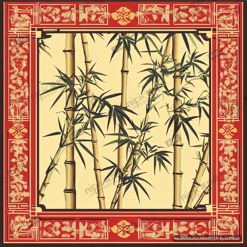 竹題材移門圖案
