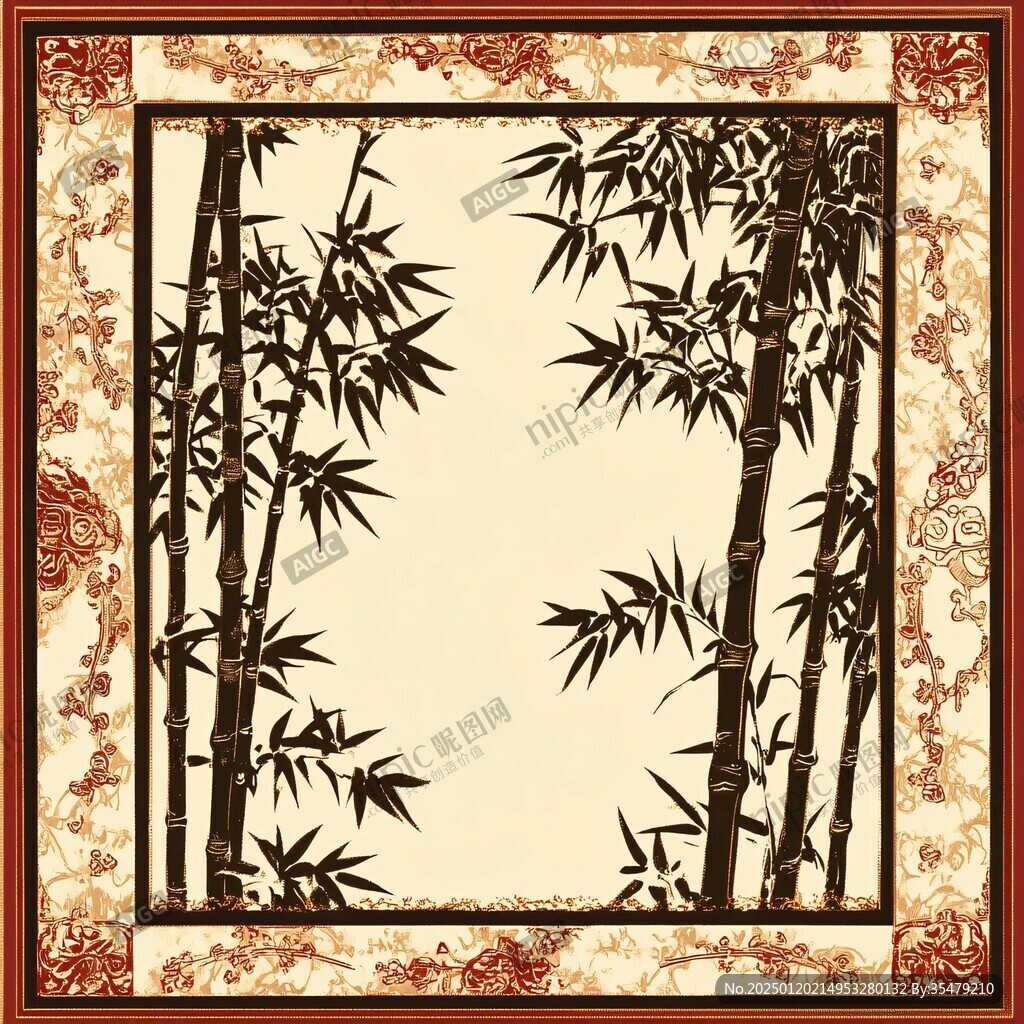 竹影柵格裝飾畫