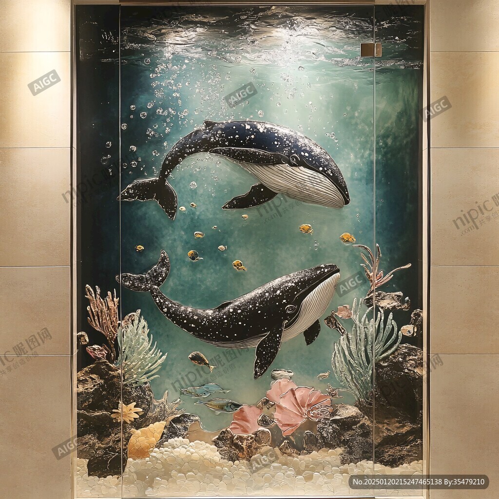 3d鯨魚壁畫