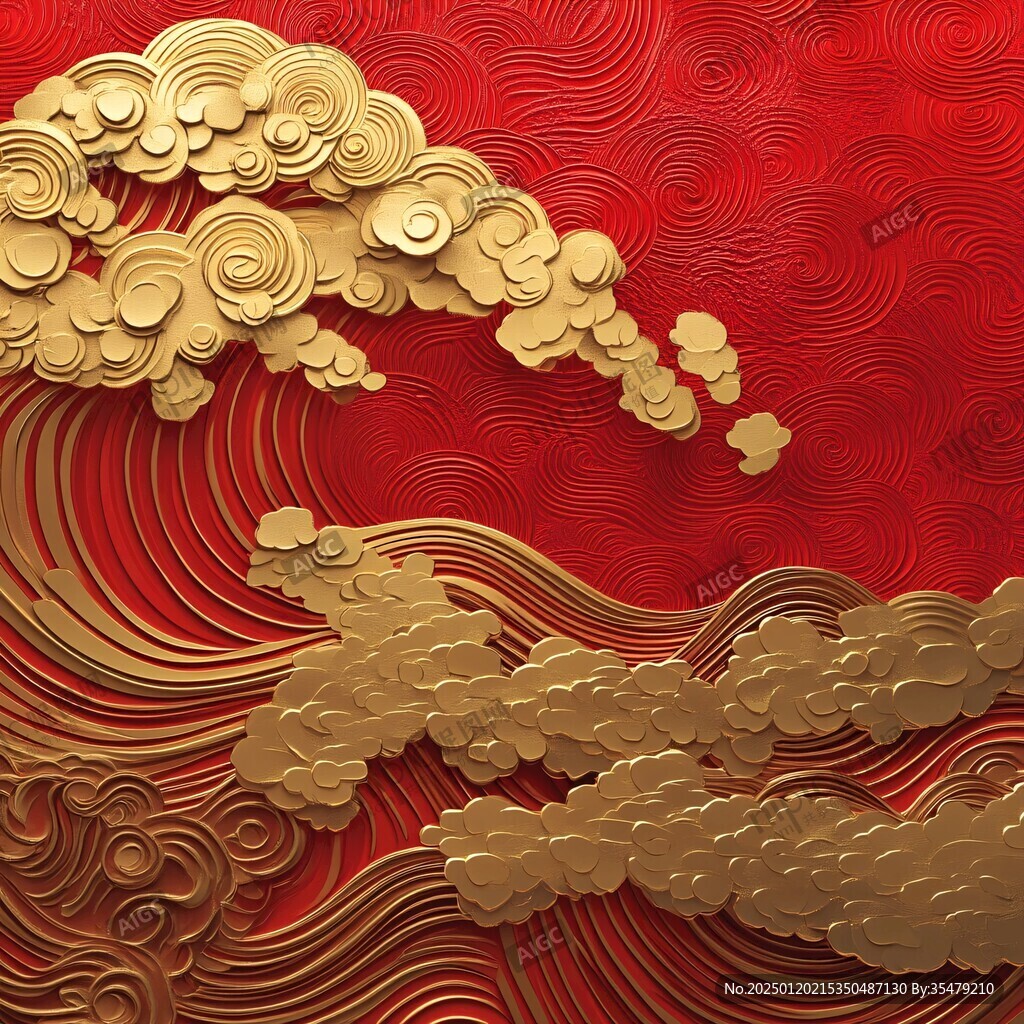 金色云紋浮雕