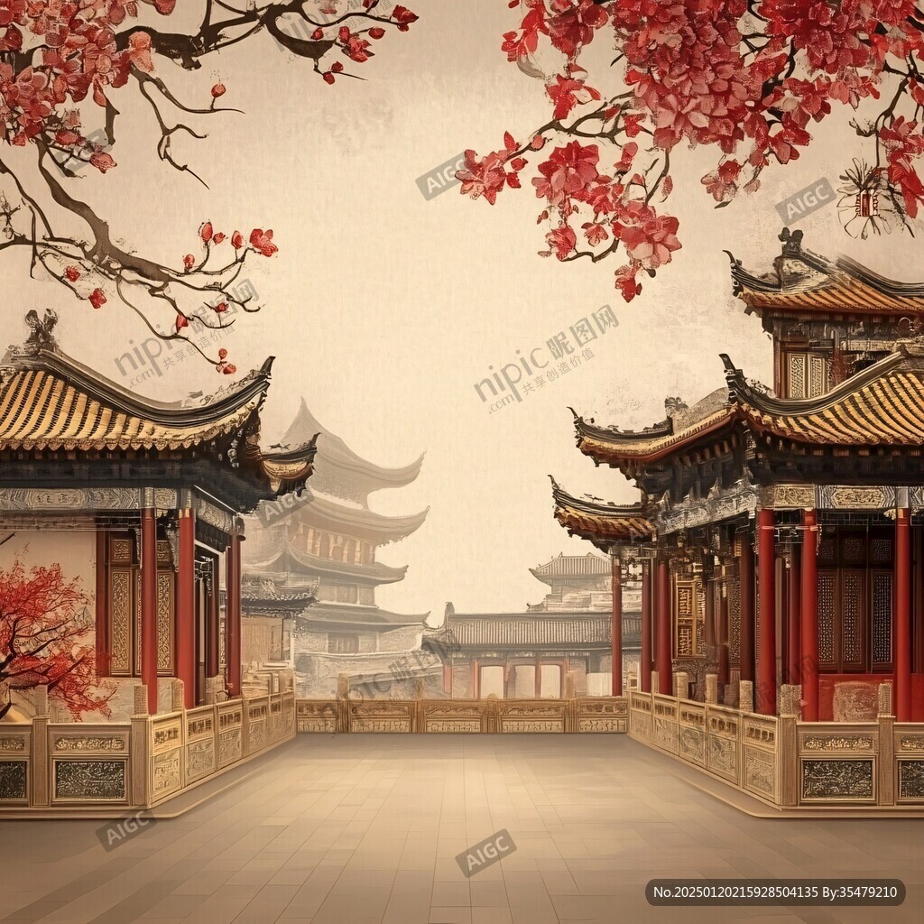 亭臺(tái)樓閣背景