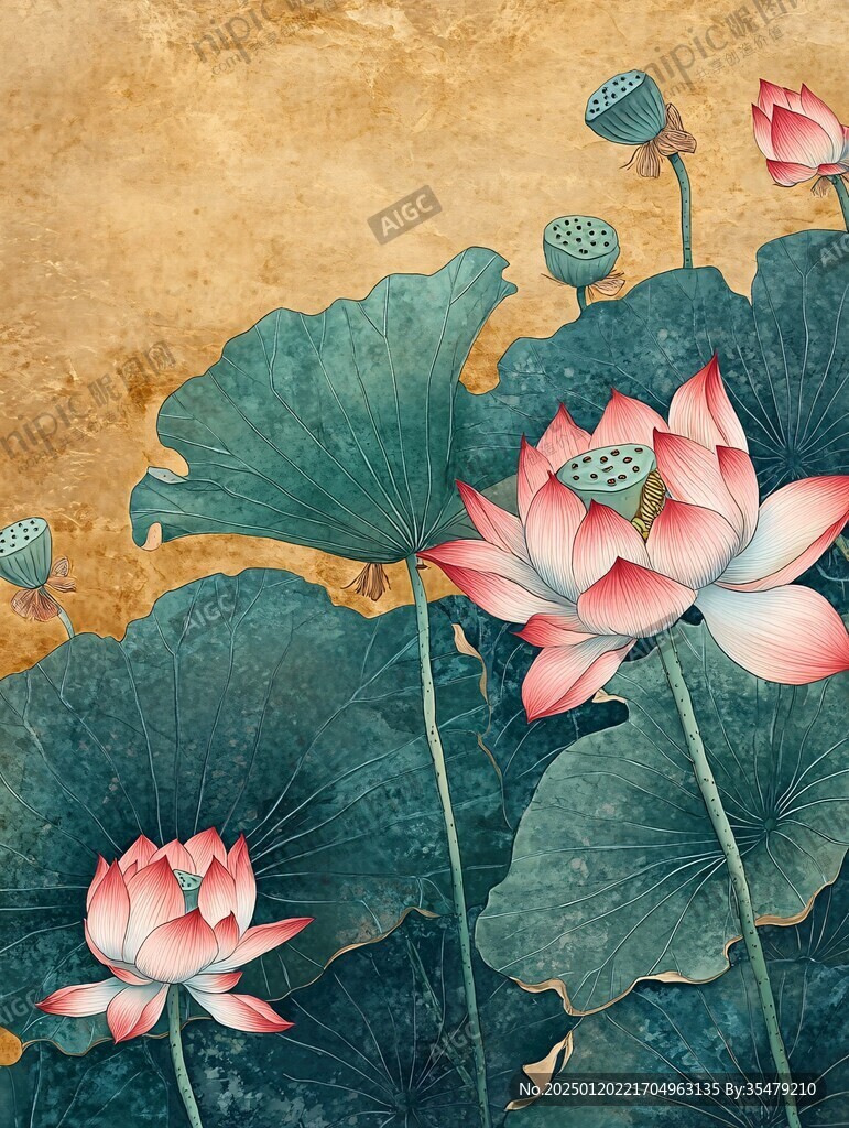 荷花圖片素材下載壁畫