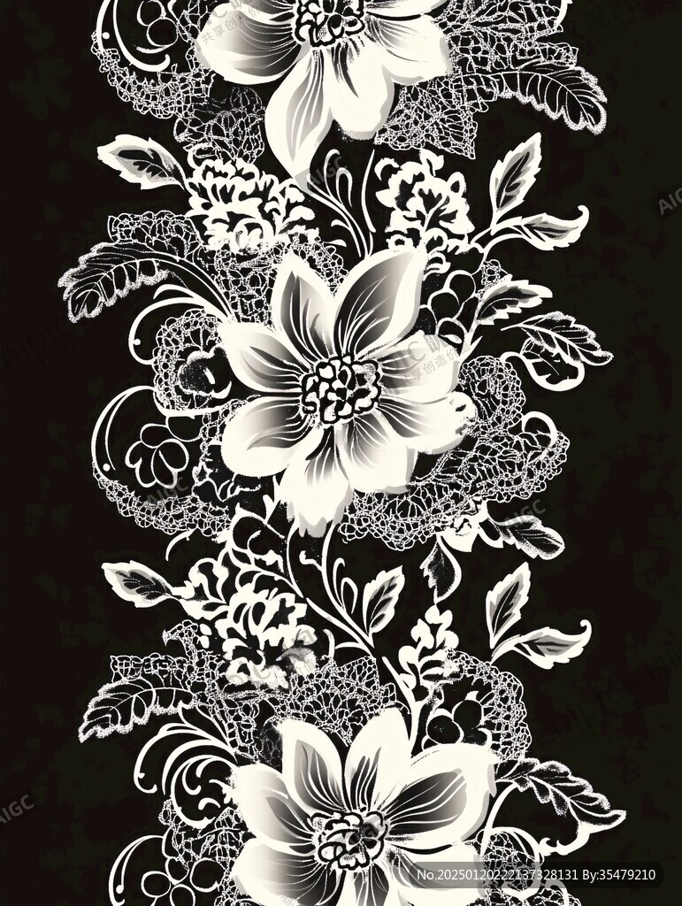 深色底花稿