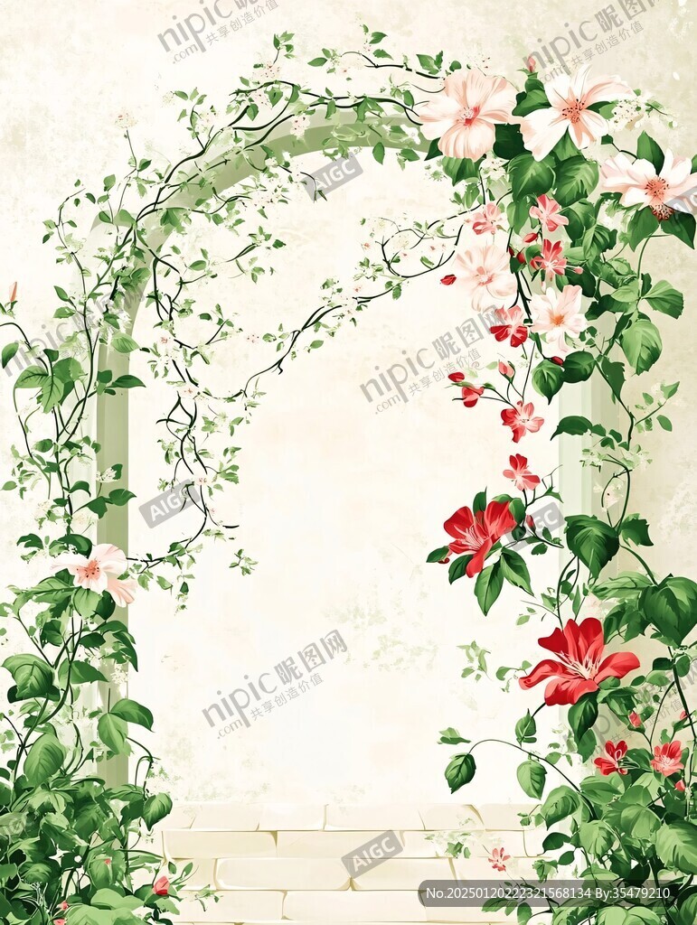 綠葉鮮花拱門