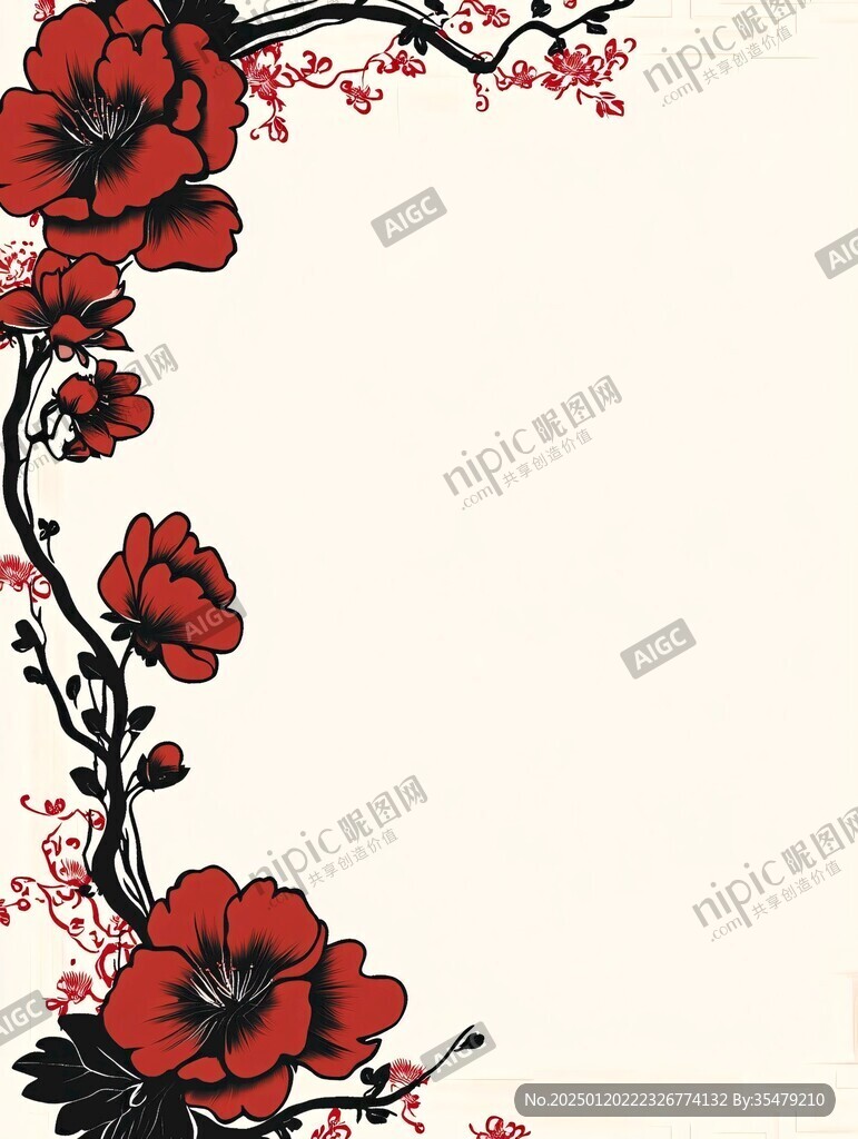 紅色梅花邊框紋理