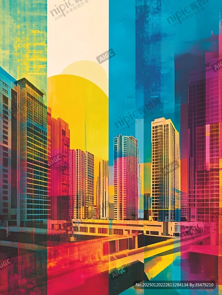 幾何色塊城市