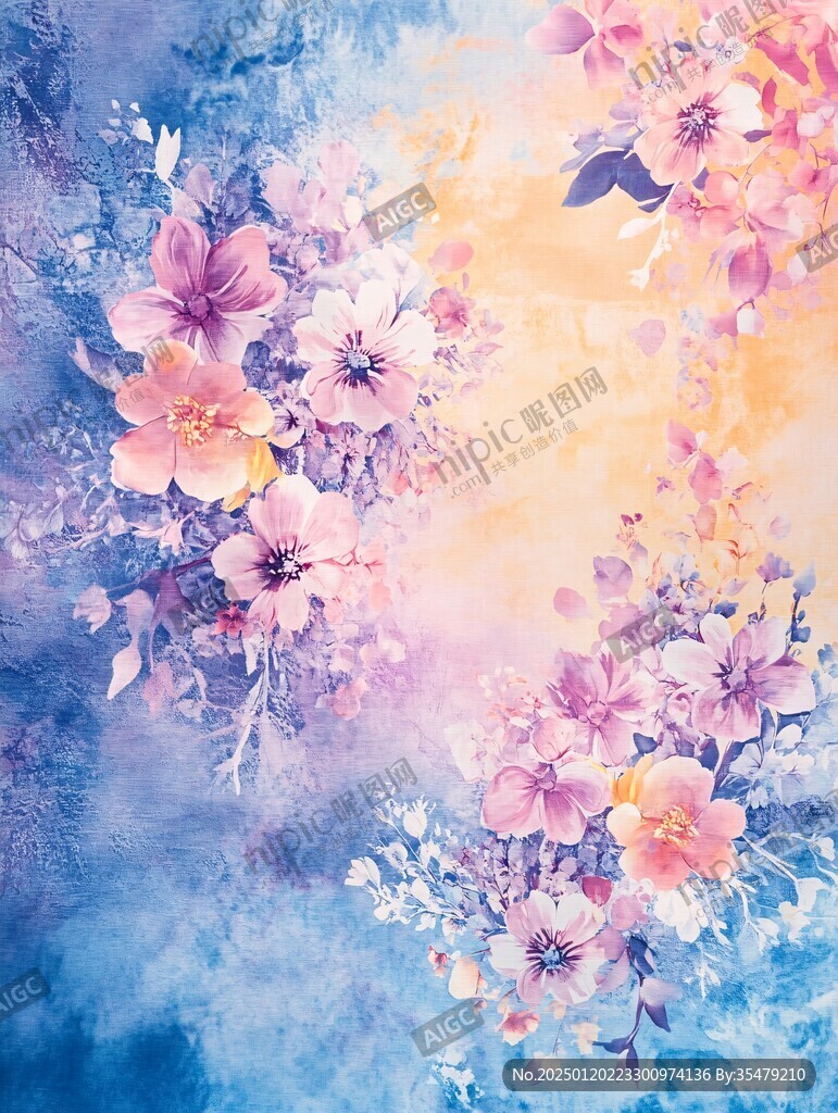 淡雅花紋數碼印花