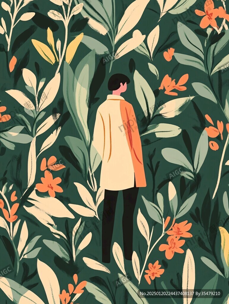 鮮花散步的男生