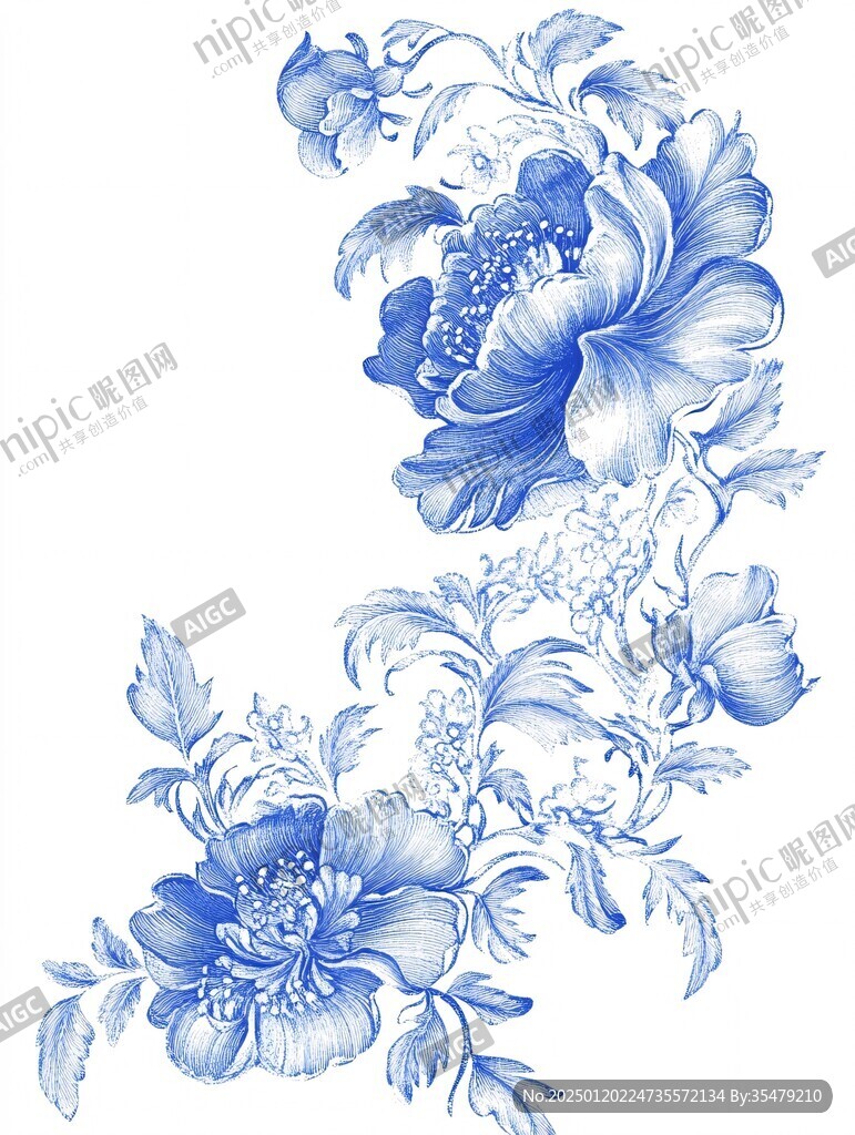 青花瓷手繪花卉