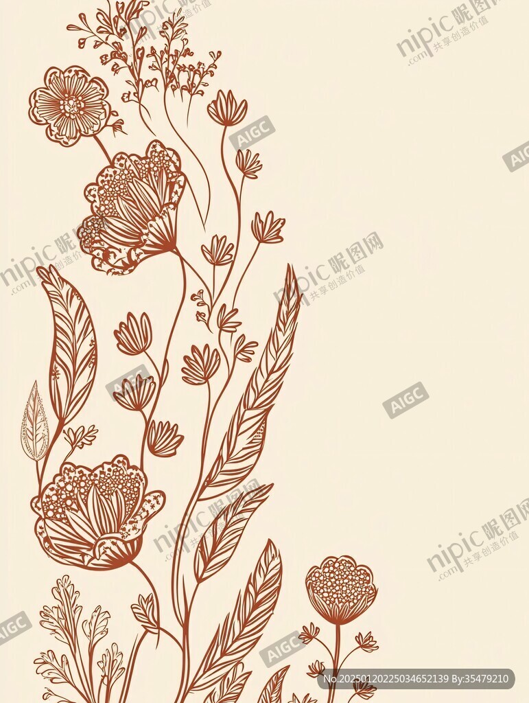 簡約線描花