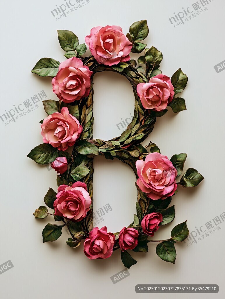 玫瑰花創意數字字母