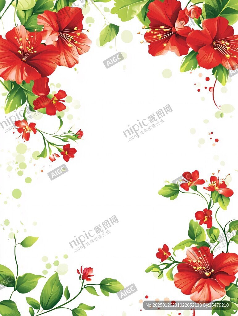 紅色鮮花邊框