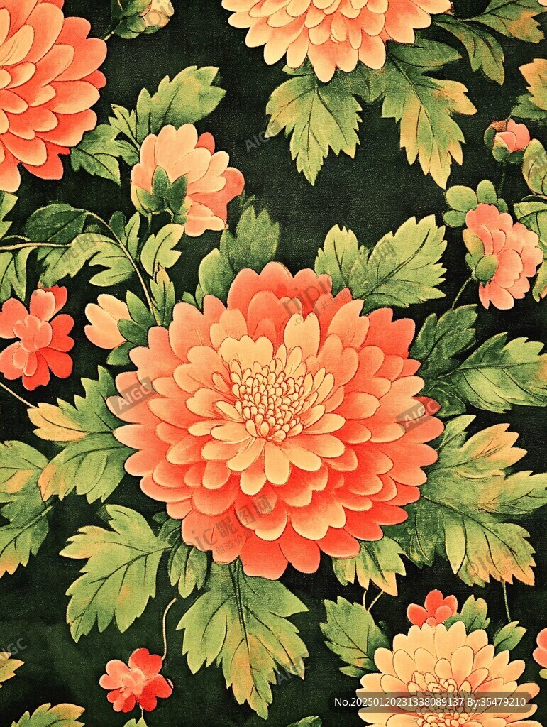 菊花底紋布料