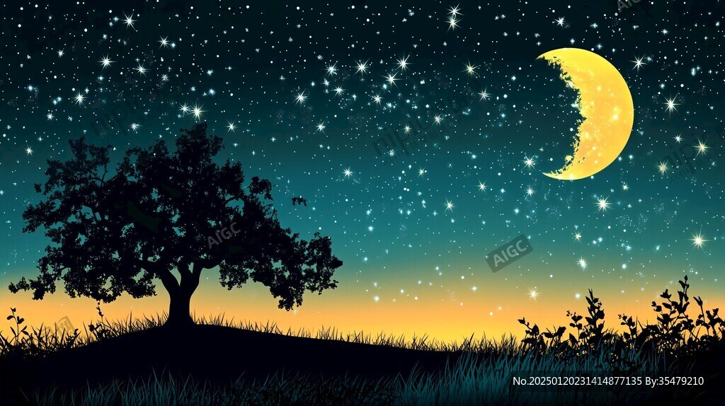 手繪唯美夜晚