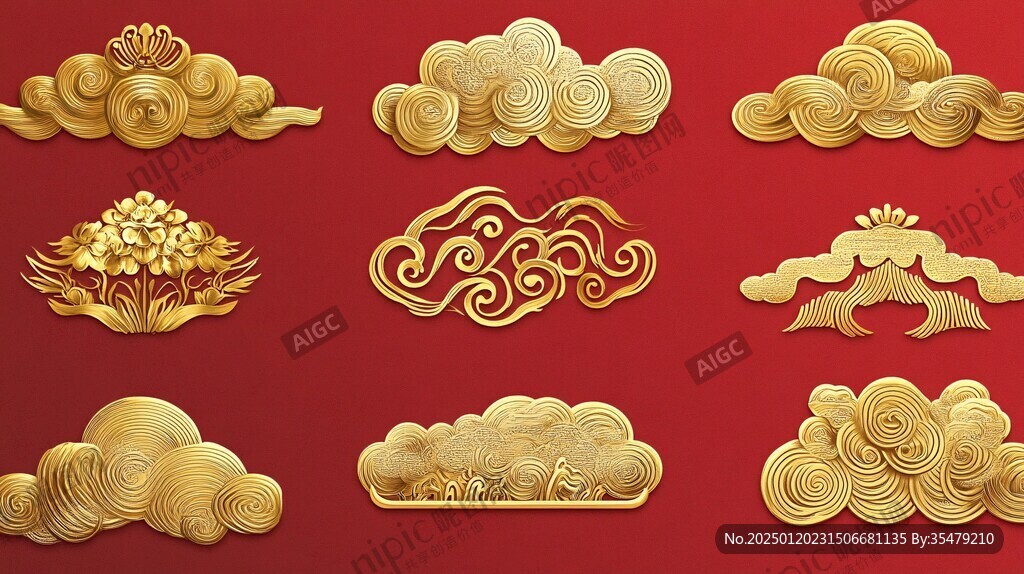 金色云紋浮雕