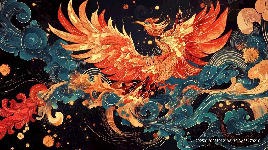 鳳凰朱雀插畫
