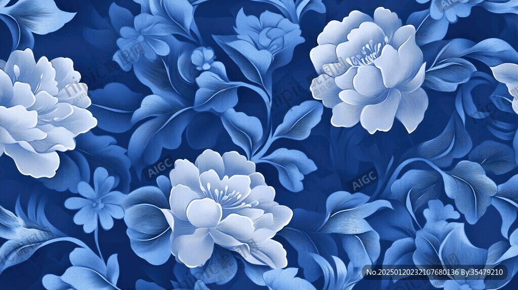 牡丹青花圖案