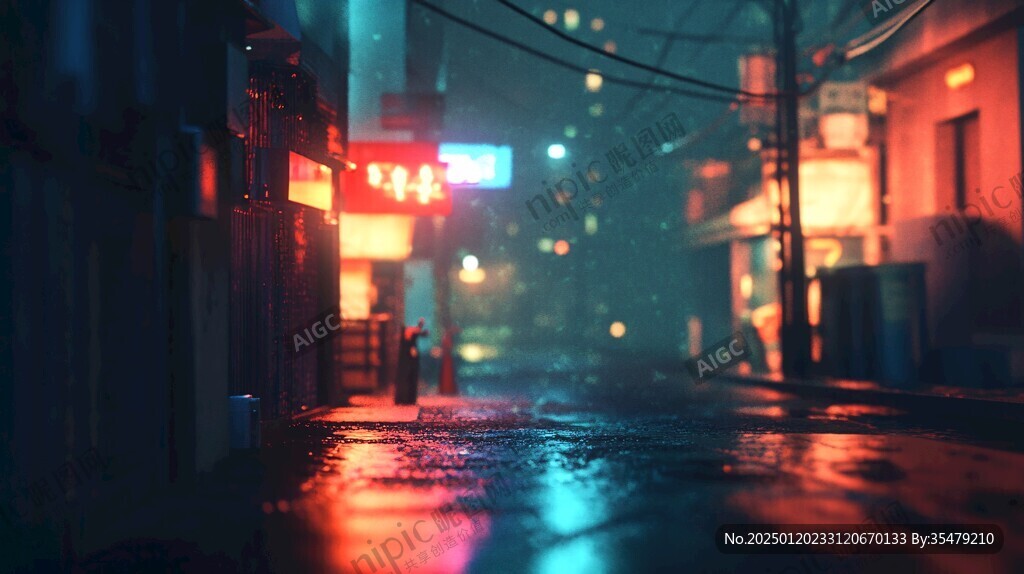 雨中街道夜晚的雨
