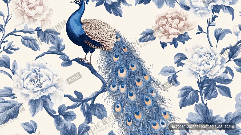 歐式手繪花鳥