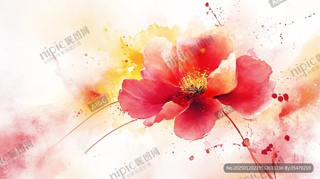水墨暈染花卉