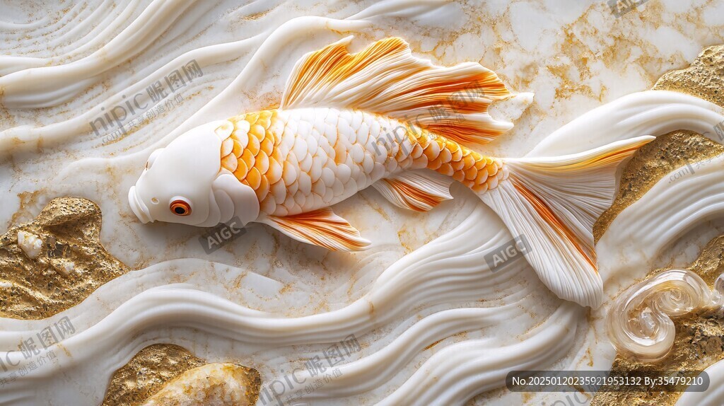 3d浮雕金魚鯉魚