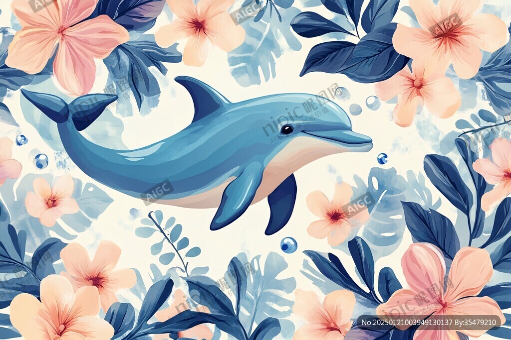 鯨魚(yú)海豚插畫(huà)