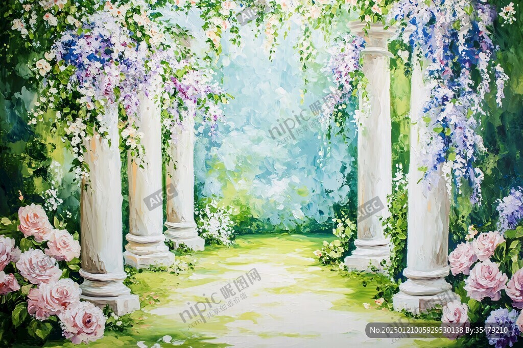 浪漫林間花叢