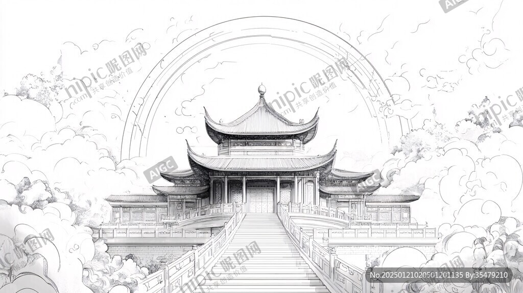 天尊閣線稿