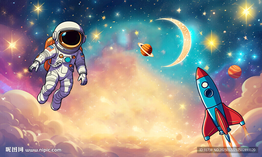 兒童星空宇航員背景墻
