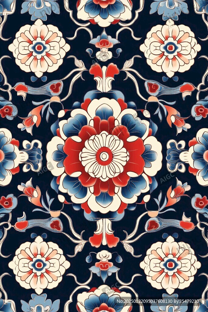 紅藍(lán)中式雕花