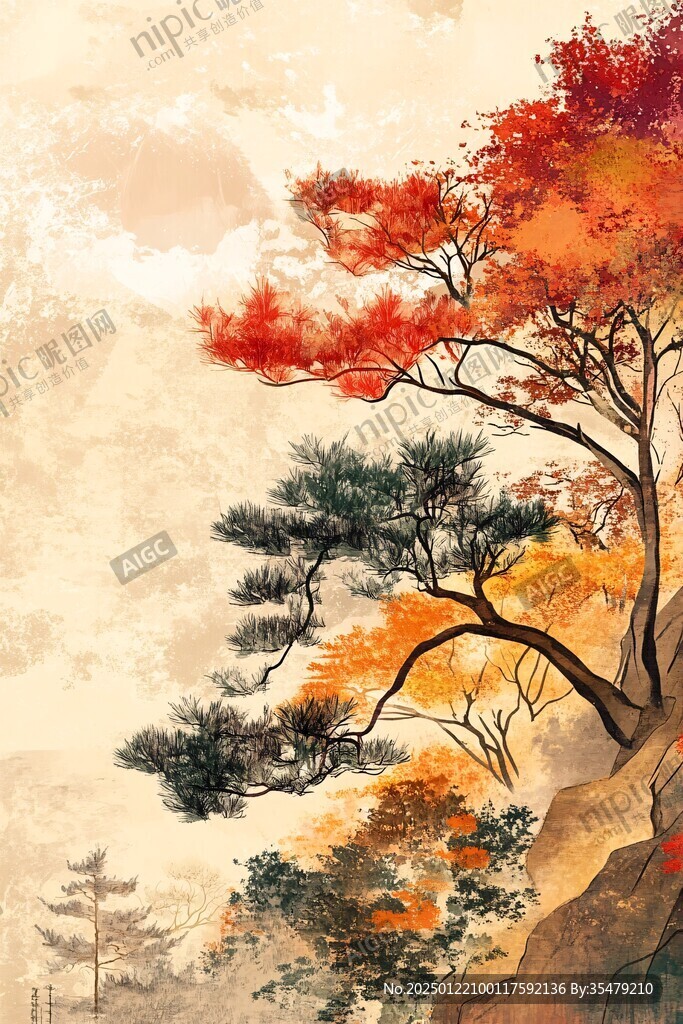 古風(fēng)秋天景色插畫