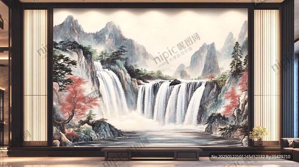 大型瀑布畫