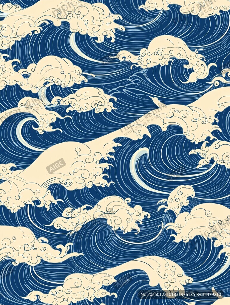 浪濤翻滾包裝底紋