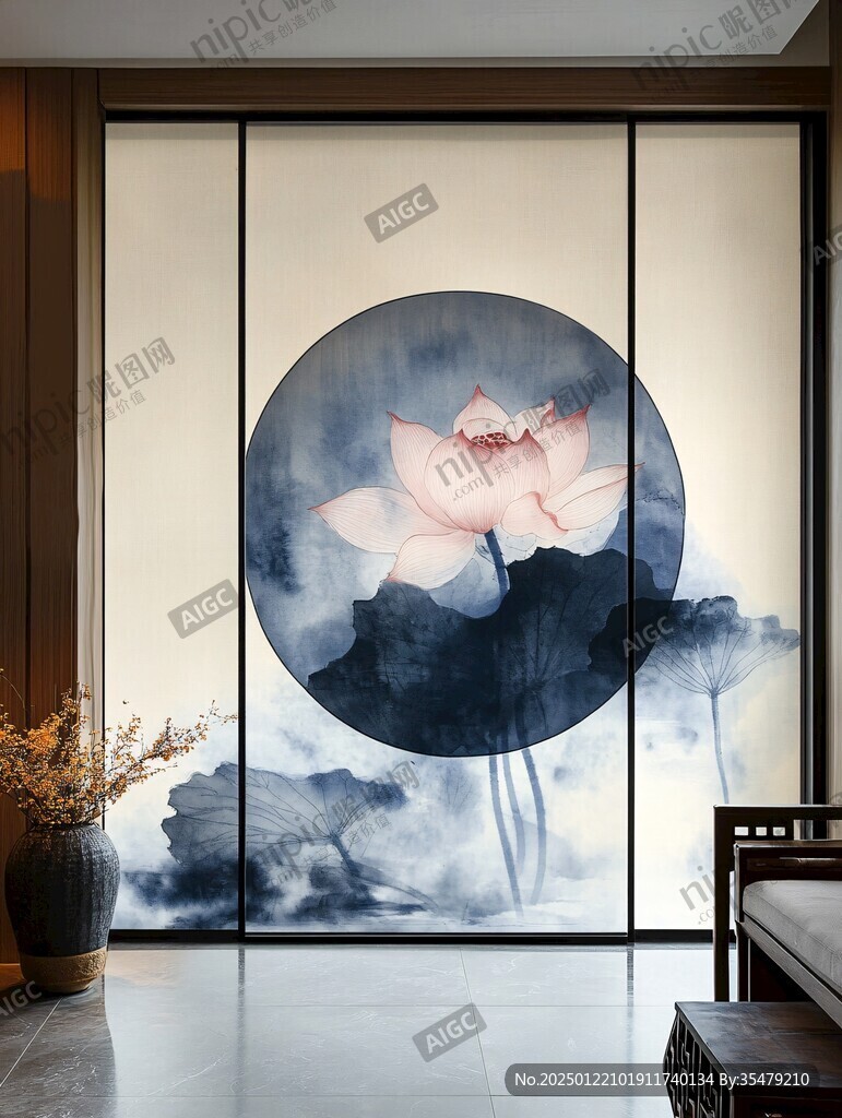 豎版掛畫(huà)屏風(fēng)墨韻禪意