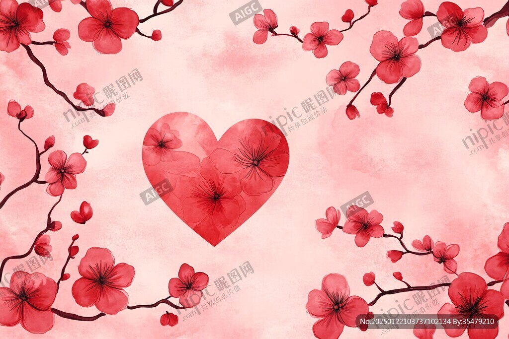 板繪梅花插畫