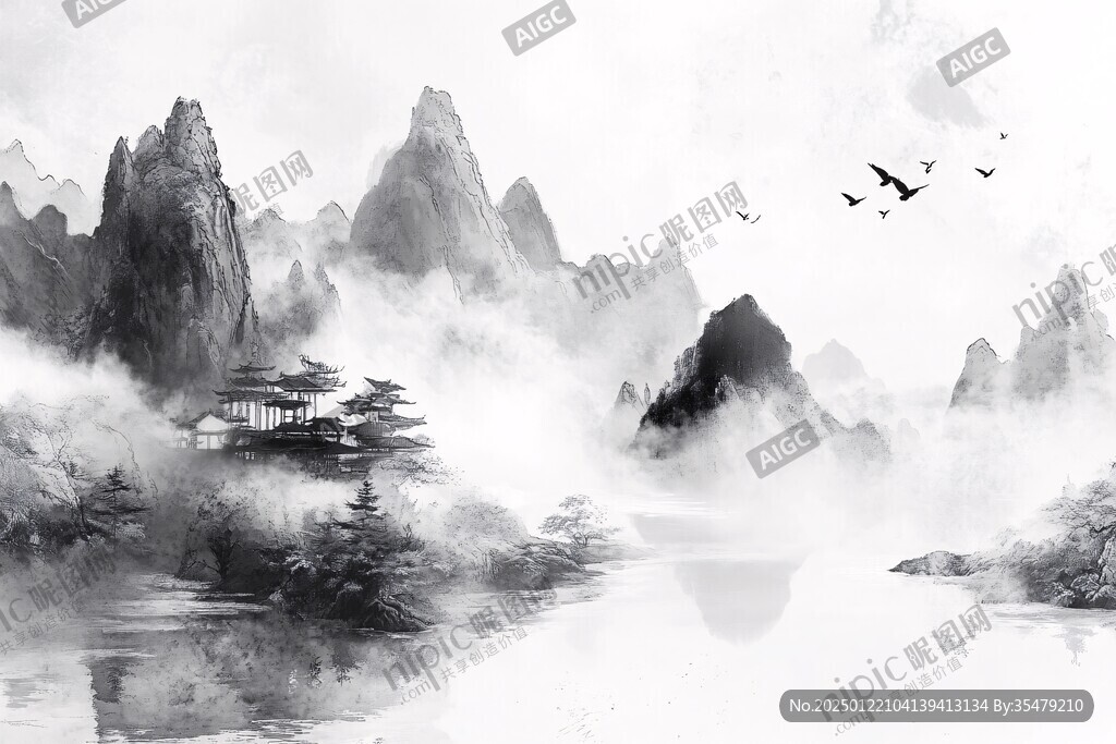 詩意古風水墨山水
